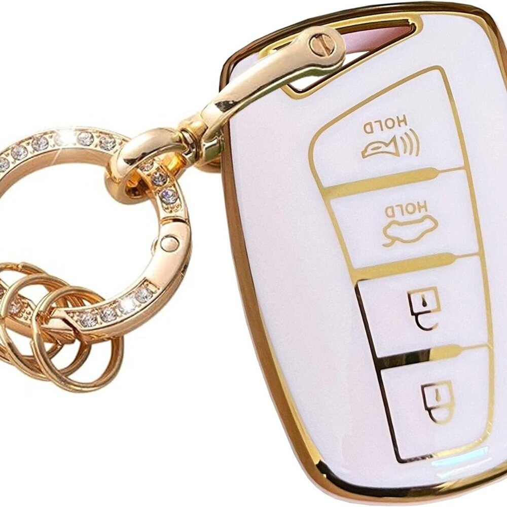 Hyundai Key Fob Cover Shell With KeyChain Fit for Genesis Santa Fe Equus Azera S